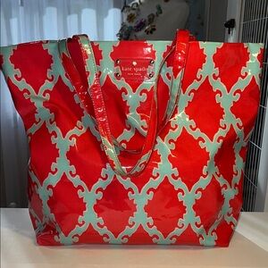 Kate Spade Red and light blue Patterned Tote
